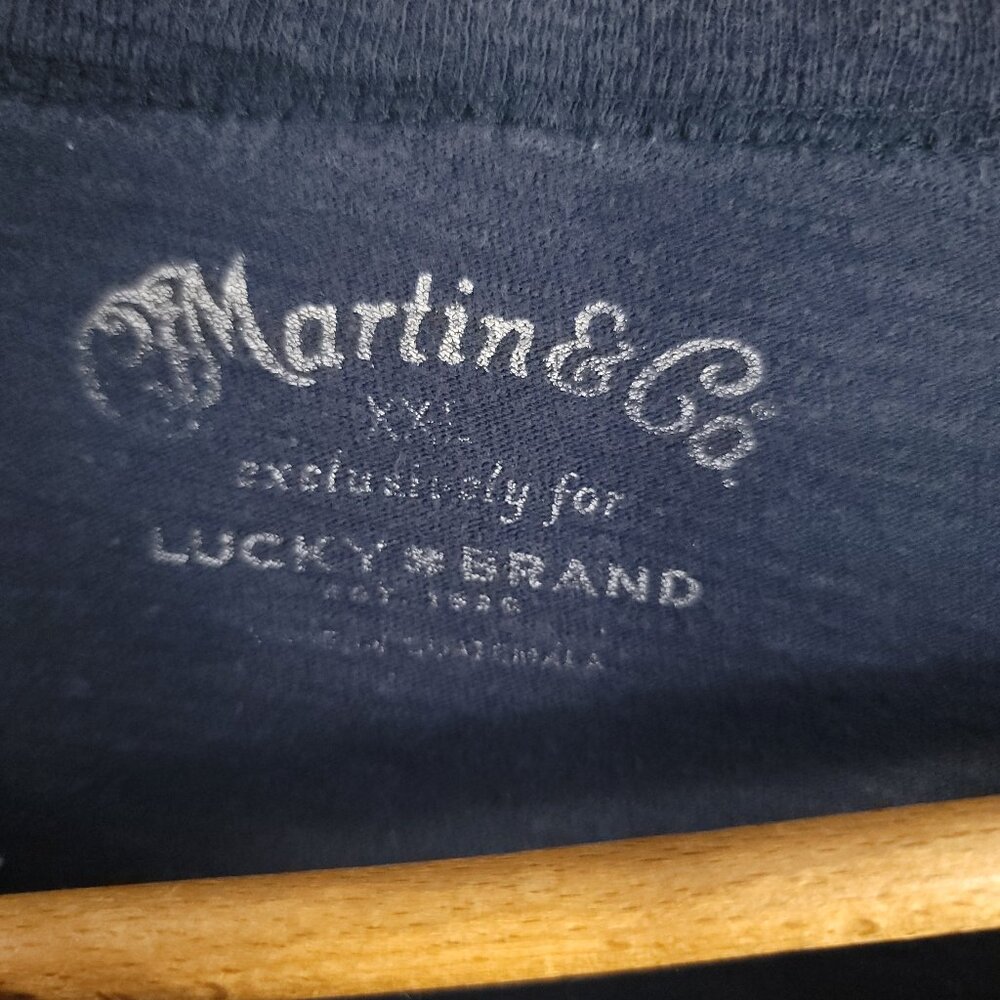 Martin & Co. Guitars Graphic T-Shirt Men's XXL Blue Lucky Brand Distressed - Picture 6 of 12